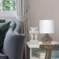 Simple Designs Glass Raindrop Table Lamp with Fabric Shade