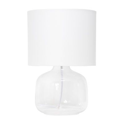 Simple Designs Glass Table Lamp with Fabric Shade