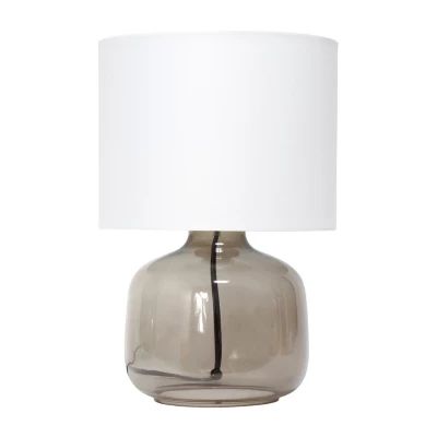 Simple Designs Glass Table Lamp with Fabric Shade