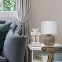 Simple Designs Glass Table Lamp with Fabric Shade