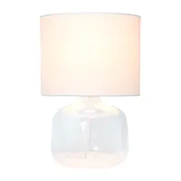 Simple Designs Glass Table Lamp with Fabric Shade