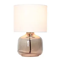 Simple Designs Glass Table Lamp with Fabric Shade