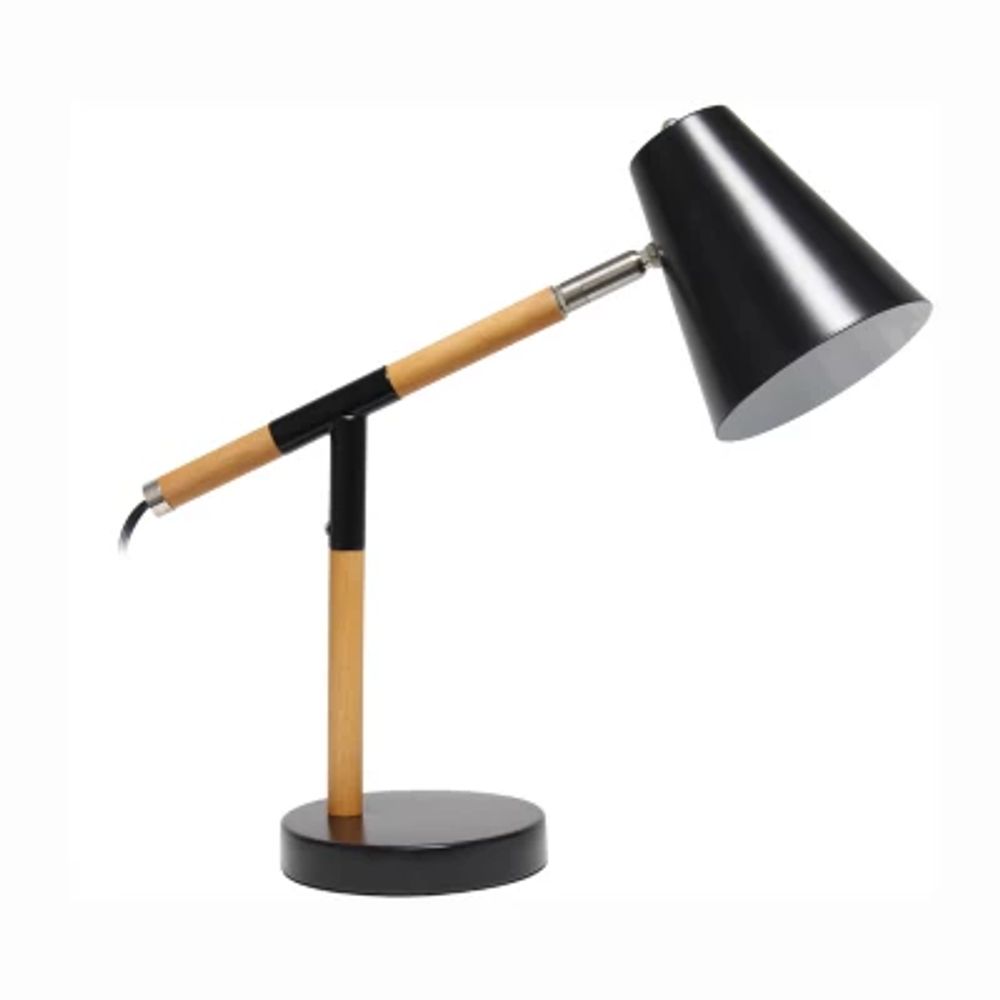 All the Rages Simple Designs Matte Finish And Wooden Pivot Desk Lamp