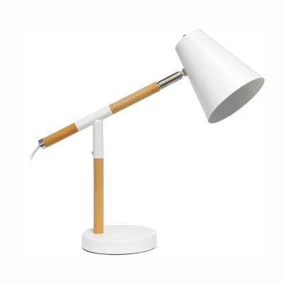All the Rages Simple Designs Matte Finish And Wooden Pivot Desk Lamp