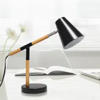 All the Rages Simple Designs Matte Finish And Wooden Pivot Desk Lamp