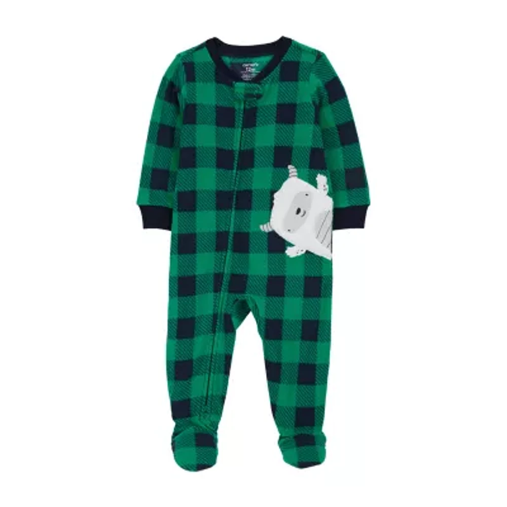 Carter's Toddler Boys Crew Neck Fleece Long Sleeve Footed Pajamas