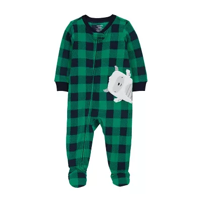 Carter's Toddler Boys Crew Neck Fleece Long Sleeve Footed Pajamas