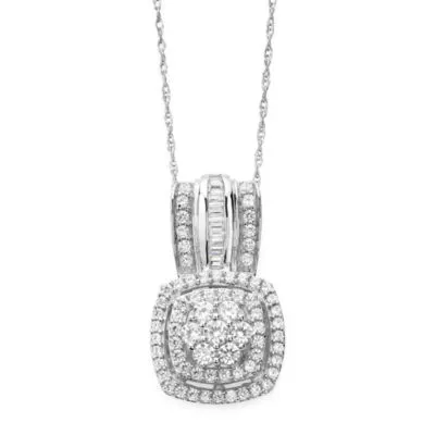 Diamond Blossom Womens 3/4 CT. T.W. Mined White Diamond 10K Gold Pendant Necklace