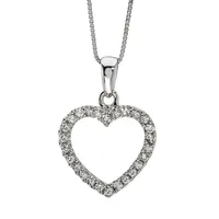 Womens 1/4 CT. T.W. Natural White Diamond 14K Gold Heart Pendant Necklace