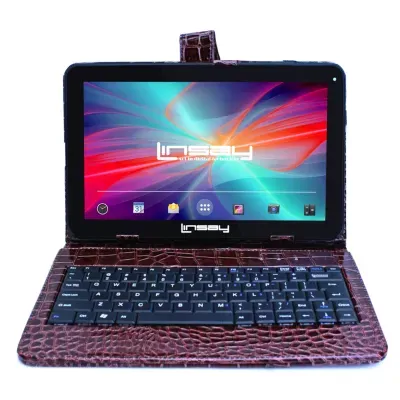 10.1" Quad Core 2GB RAM 32GB Storage Android 12 Tablet with Crocodile Style Leather Keyboard