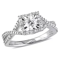 Womens 1/2 CT. T.W. Mined White Diamond Sterling Silver Side Stone Crossover Engagement Ring