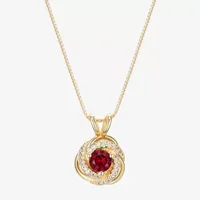 Womens Lab Created Red Ruby 18K Gold Over Silver Pendant Necklace