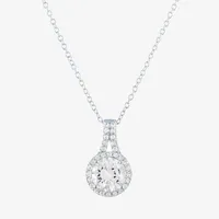 Yes, Please! Womens Lab Created White Sapphire Sterling Silver Pendant Necklace