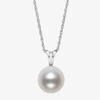 Yes, Please! Womens White Cultured Freshwater Pearl Sterling Silver Pendant Necklace