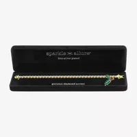 Sparkle Allure Mistletoe Charm Diamond Accent 14K Gold Over Brass 7.25 Inch Link Tennis Bracelet