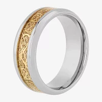 Mens Two-Tone Celtic Dragon Wedding Band