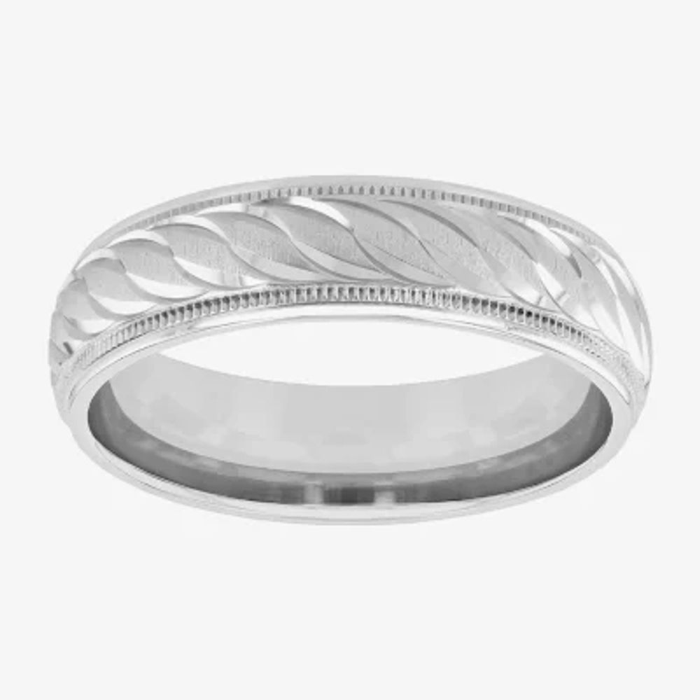 Mens 6mm Swirl Sterling Silver Band