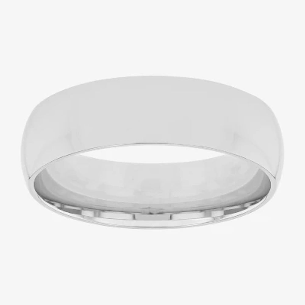 6mm Silver Domed Mens Wedding Ring