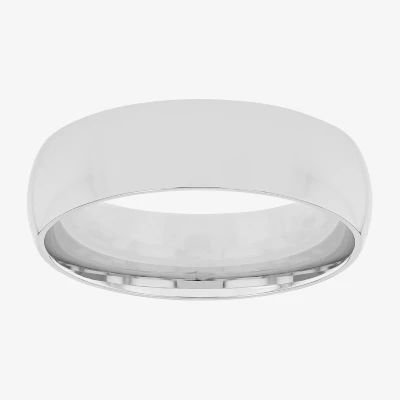 6mm Silver Domed Mens Wedding Ring