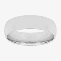 6mm Silver Domed Mens Wedding Ring