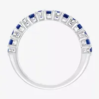 Effy  Double Row 2MM Diamond Accent Genuine Blue Sapphire Sterling Silver Band