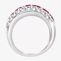 Effy  1/6 CT. T.W. Diamond & Genuine Red Ruby Sterling Silver Crossover Band