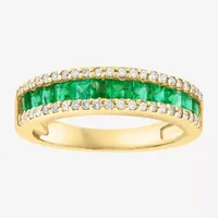 Effy  1/5 CT. T.W. Diamond & Genuine Green Emerald 14K Gold Band