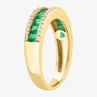 Effy  1/5 CT. T.W. Diamond & Genuine Green Emerald 14K Gold Band