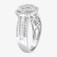 Effy  Womens 1 CT. T.W. Natural White Diamond 14K Gold Cushion Halo Cocktail Ring