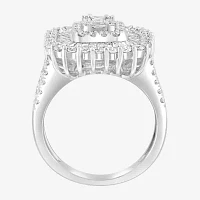 Effy  Womens 2 CT. T.W. Natural White Diamond 14K Gold Cushion Halo Cocktail Ring