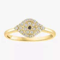 Effy  Womens 1/6 CT. T.W. Natural White Diamond 14K Gold Over Silver Sterling Evil Eye Halo Cocktail Ring