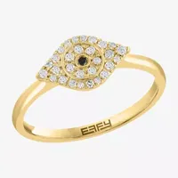 Effy  Womens 1/6 CT. T.W. Mined White Diamond 14K Gold Over Silver Sterling Evil Eye Halo Cocktail Ring