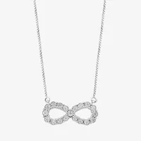 Effy  Womens 1/4 CT. T.W. Mined White Diamond Sterling Silver Infinity Pendant Necklace