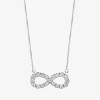 Effy  Womens 1/4 CT. T.W. Natural White Diamond Sterling Silver Infinity Pendant Necklace