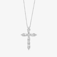 Effy Womens / CT. T.W. Mined Diamond 14K White Gold Cross Pendant Necklace
