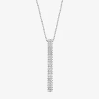 Effy  Linear Womens 1/4 CT. T.W. Mined White Diamond Sterling Silver Bar Pendant Necklace
