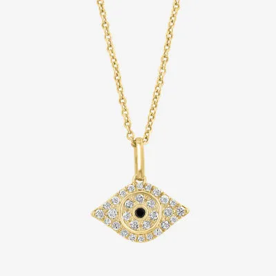 Effy Womens 1/6 CT.T.W. Natural Black & White Diamond 14K Gold Over SIlver Evil Eye Pendant Necklace