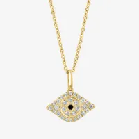Effy Womens 1/6 CT.T.W. Natural Black & White Diamond 14K Gold Over SIlver Evil Eye Pendant Necklace