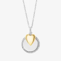 Effy  Womens 1/4 CT. T.W. Natural White Diamond 14K Gold Over Silver Sterling Silver Heart Pendant Necklace