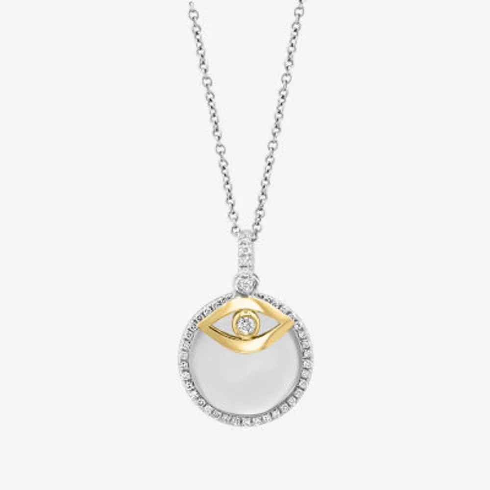 Effy Womens 1/4 CT. T.W. Natural White Diamond 14K Gold Over Silver Sterling Silver Evil Eye Pendant Necklaces