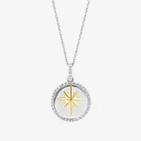 Effy  North Star Womens 1/4 CT. T.W. Mined White Diamond 14K Gold Over Silver Sterling Silver Star Pendant Necklace