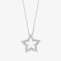 Effy  Womens 1/4 CT. T.W. Natural White Diamond Sterling Silver Star Pendant Necklace