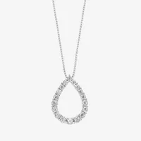 Effy  Womens 1/4 CT. T.W. Mined White Diamond Sterling Silver Pear Pendant Necklace
