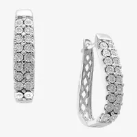 Effy  1/7 CT. T.W. Natural White Diamond Sterling Silver 23.1mm Hoop Earrings