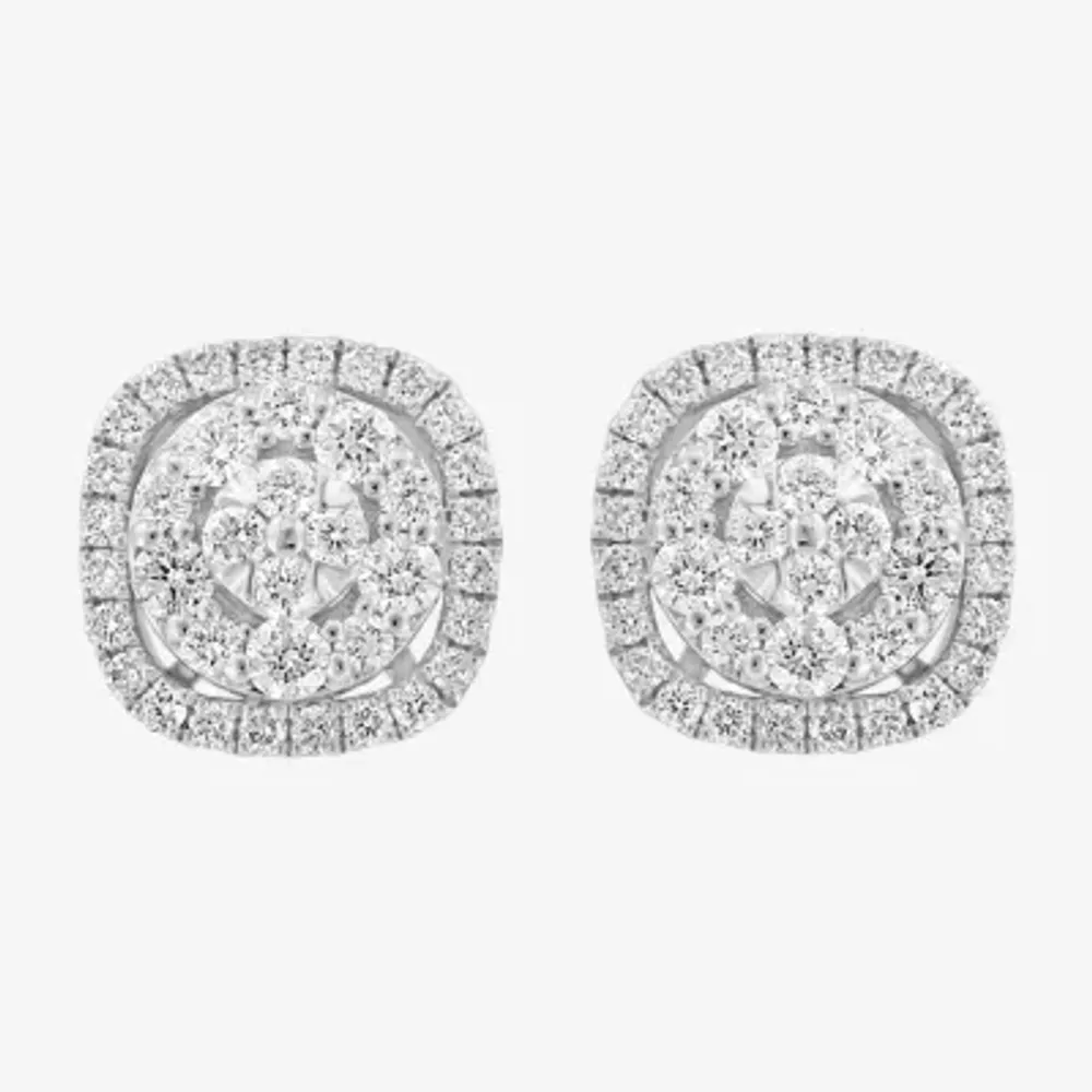 Effy 5/8 CT. T.W. Natural White Diamond 14K White Gold 9.3mm Cushion Stud Earrings