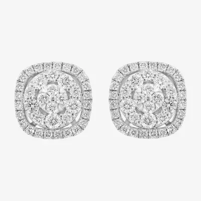 Effy  5/8 CT. T.W. Natural White Diamond 14K White Gold 9.3mm Cushion Stud Earrings