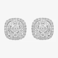 Effy  5/8 CT. T.W. Mined White Diamond 14K White Gold 9.3mm Cushion Stud Earrings