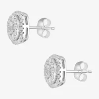 Effy  5/8 CT. T.W. Mined White Diamond 14K White Gold 9.3mm Cushion Stud Earrings