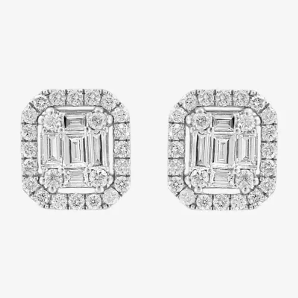 Effy  1/2 CT. T.W. Natural White Diamond 14K White Gold 7.9mm Cushion Stud Earrings