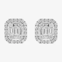 Effy  1/2 CT. T.W. Mined White Diamond 14K White Gold 7.9mm Cushion Stud Earrings